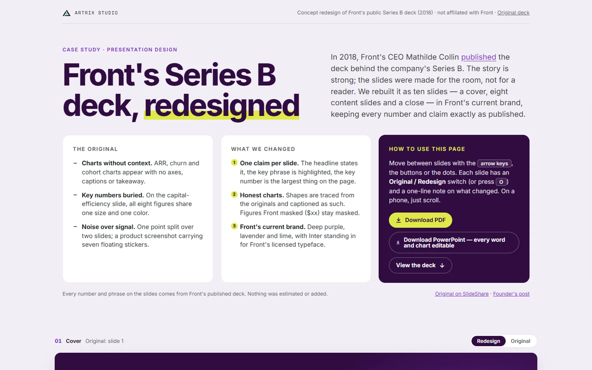 Front's Series B deck, redesigned