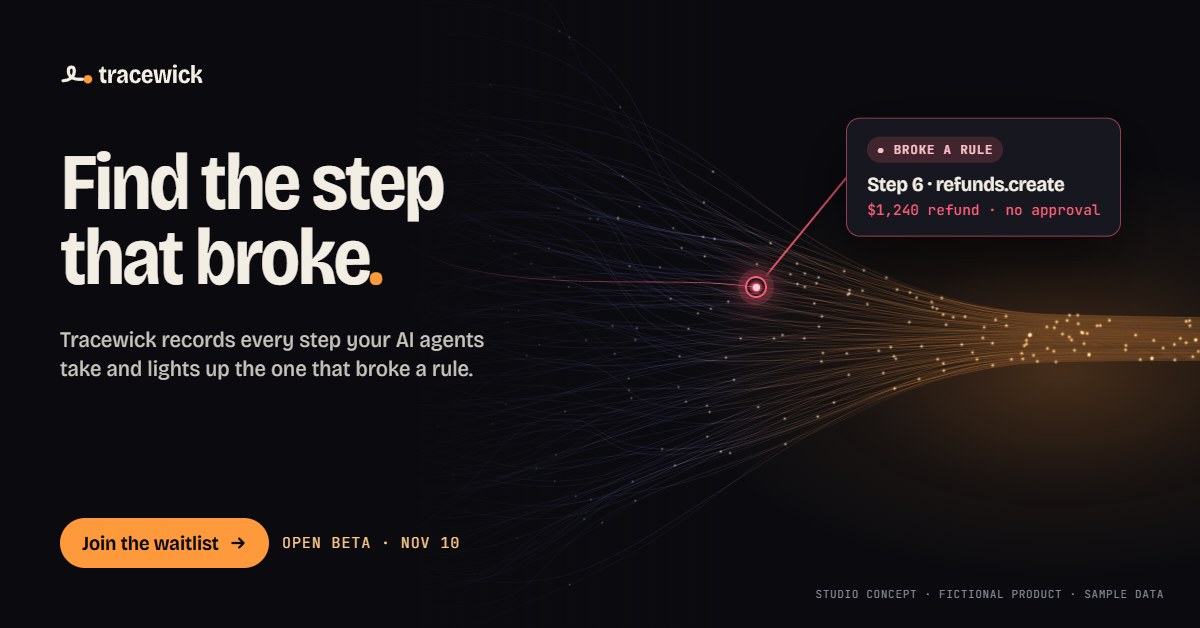 LinkedIn link ad, 1200 by 628: headline and button on the left, the threads and the pinned failed step on the right.