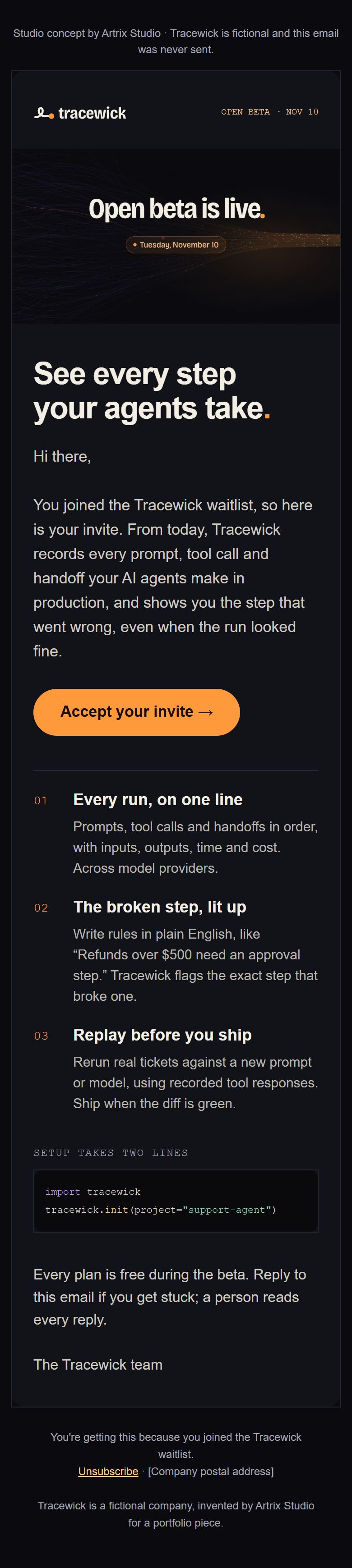 The same email on a phone.